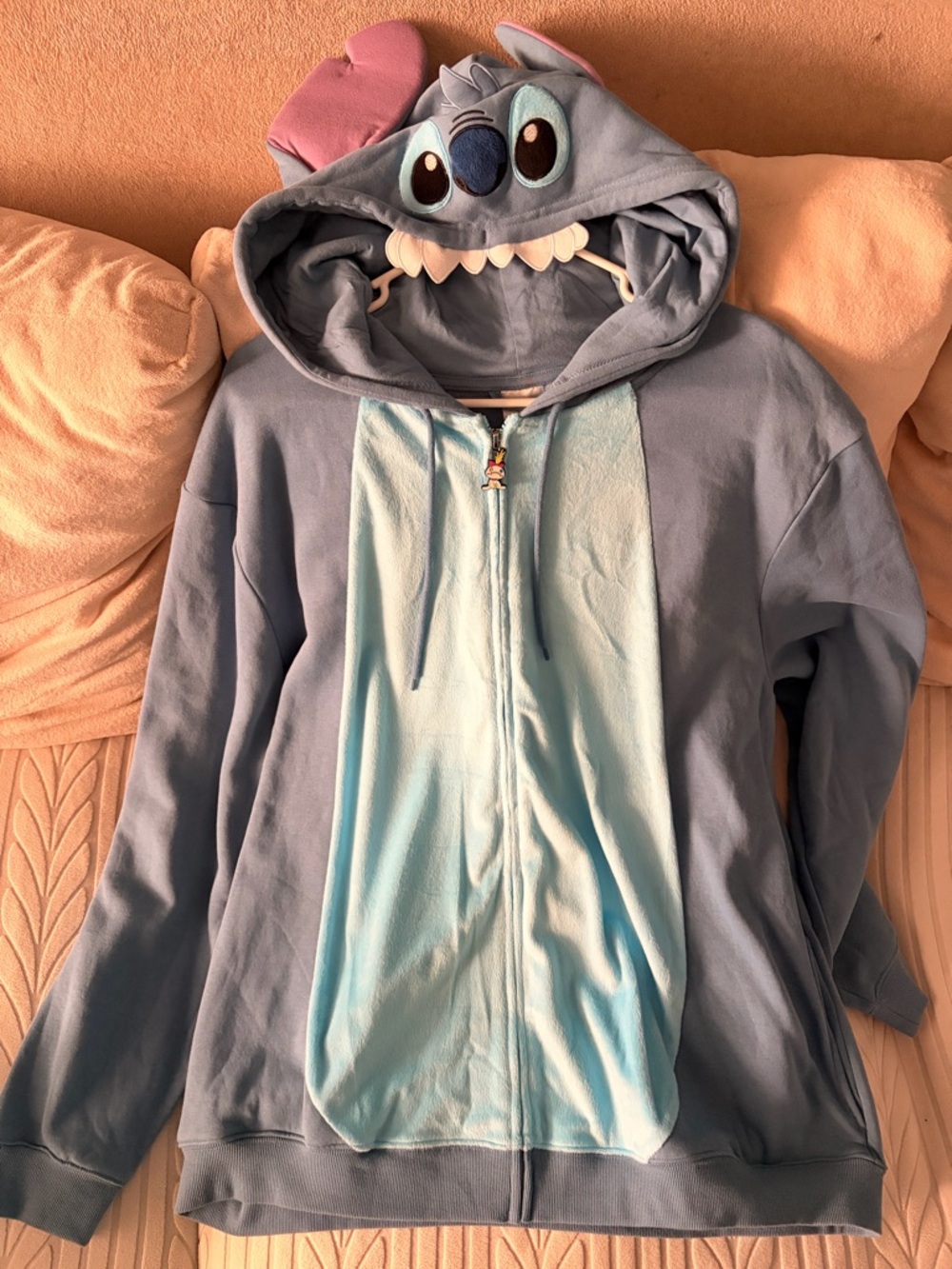 Disney Kids Light Blue & Sky Blue Stitch Hooded Zip-Up Sweatshirt